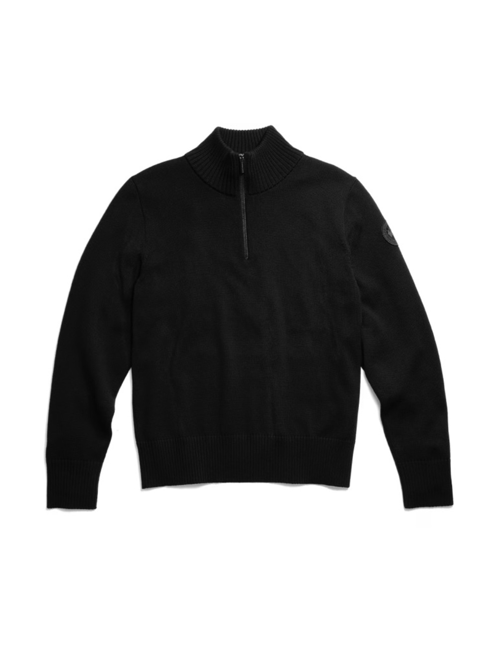 Canada Goose Men's Black Half-Zip Ribbed Collar Sweater